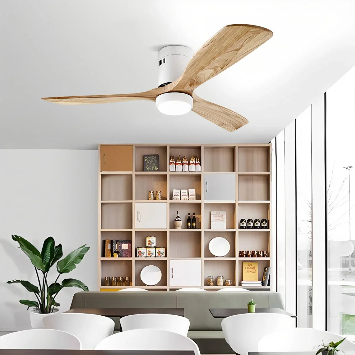 Feyran Mid-century Modern Hugger Ceiling Fan Lamp