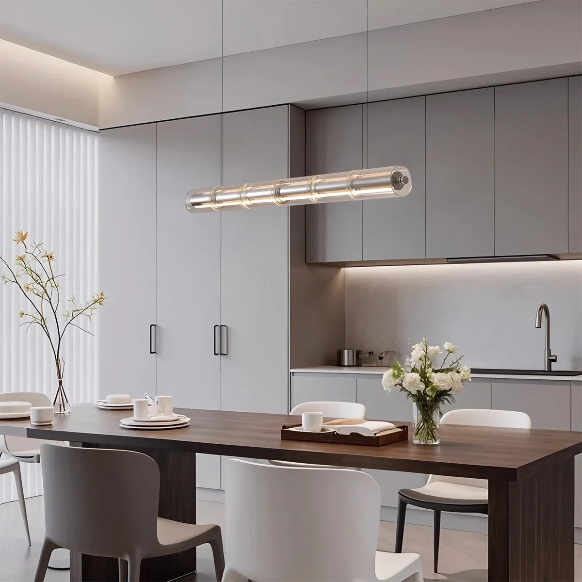 Feyran Minimalist Long Glass Pendant Light