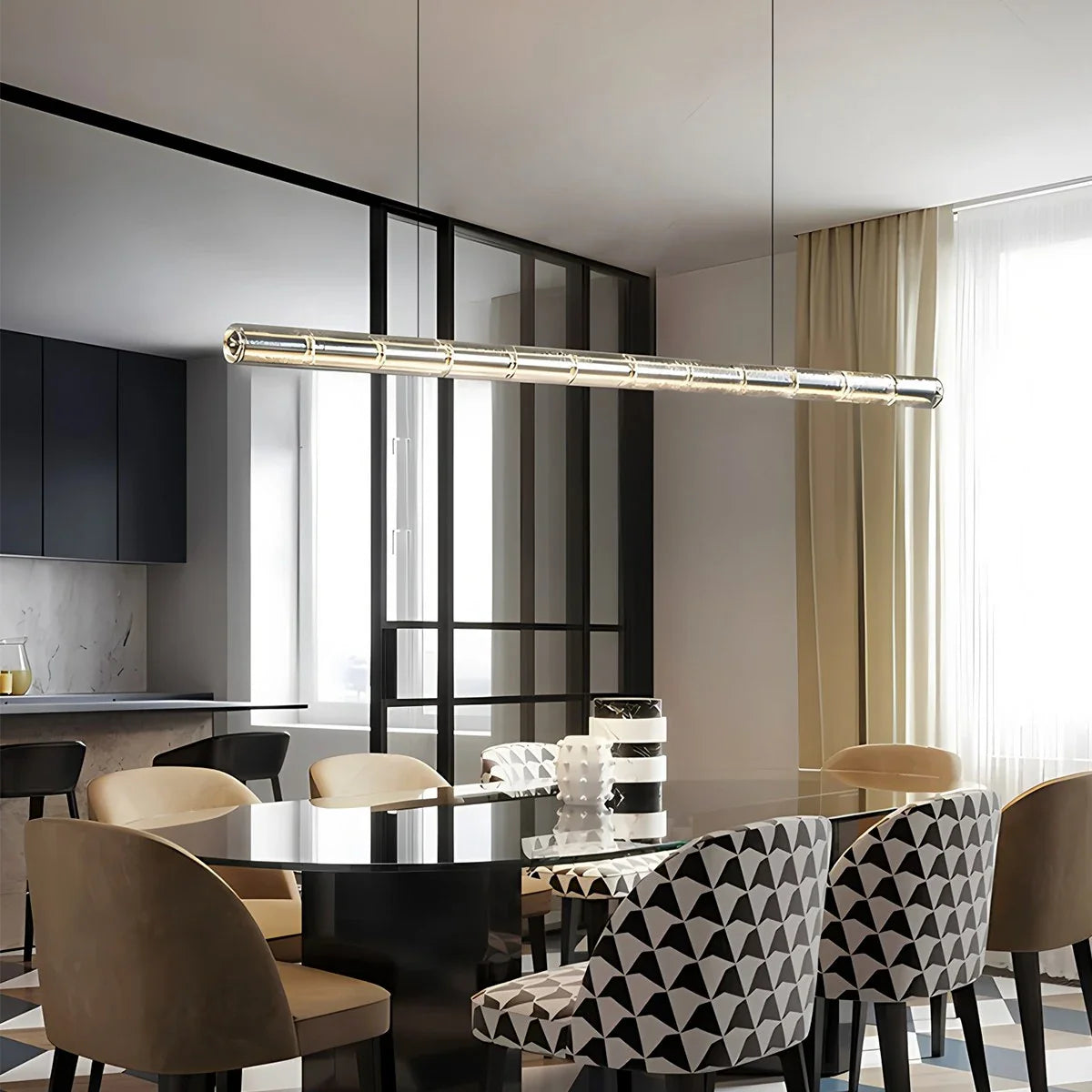 Feyran Minimalist Long Glass Pendant Light