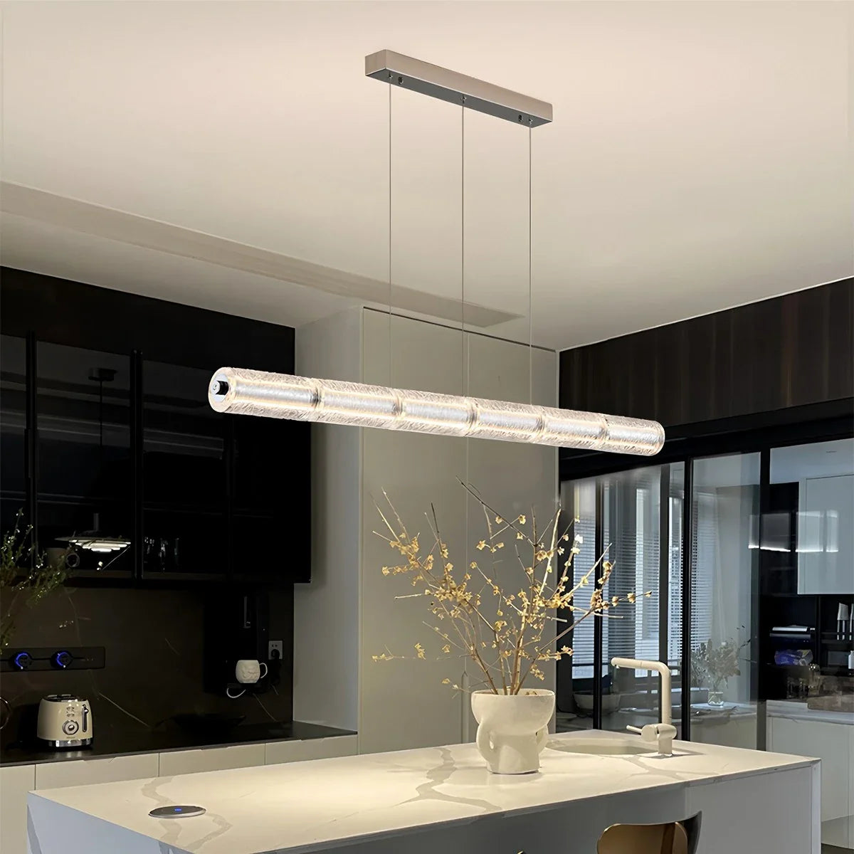 Feyran Minimalist Long Glass Pendant Light