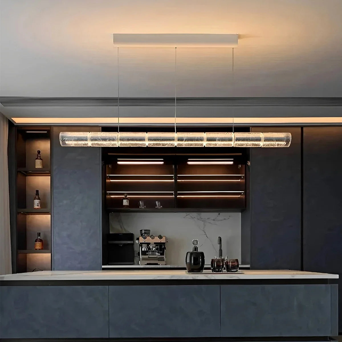 Feyran Minimalist Long Glass Pendant Light