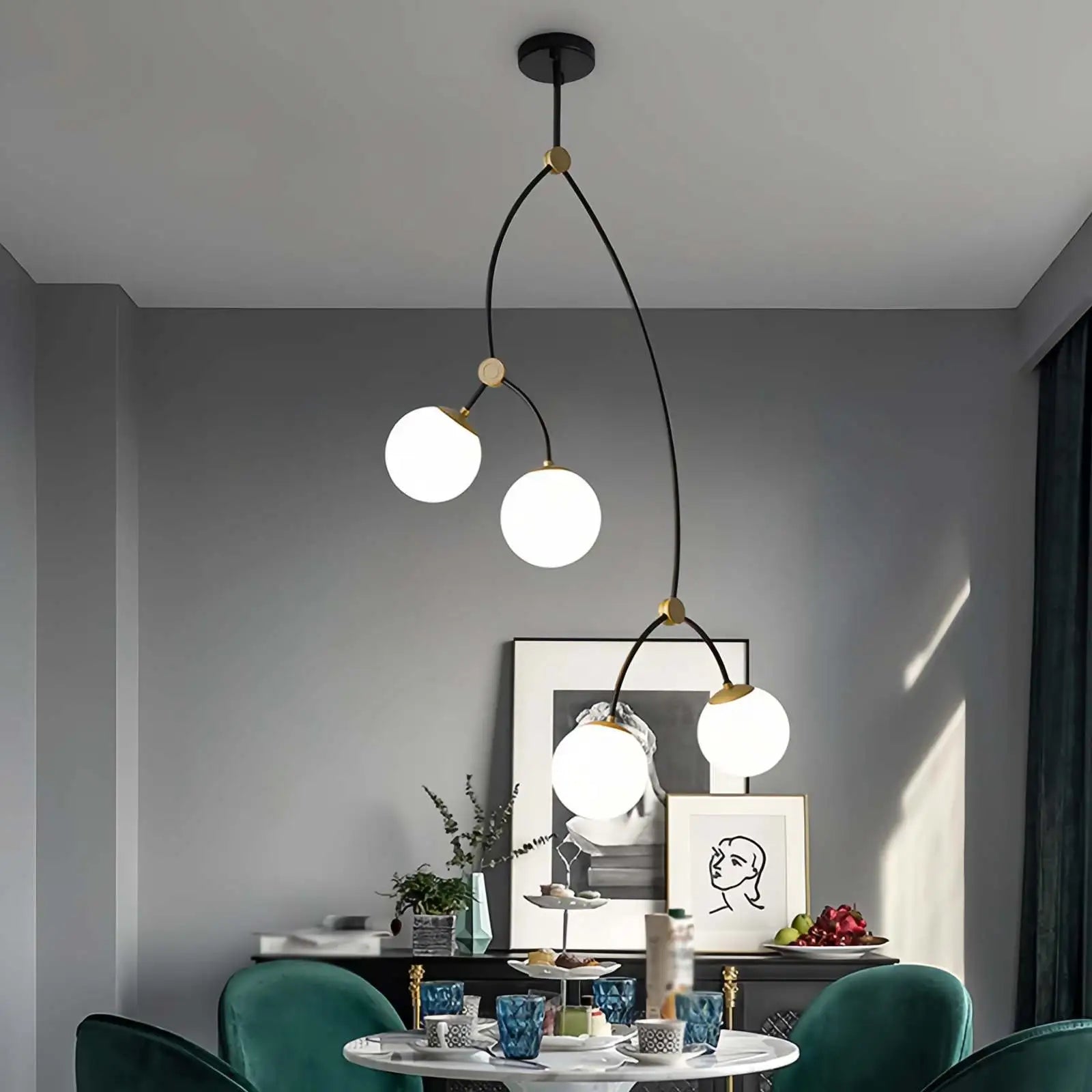 Feyran Minimalist Sputnik Globe Glass Chandelier