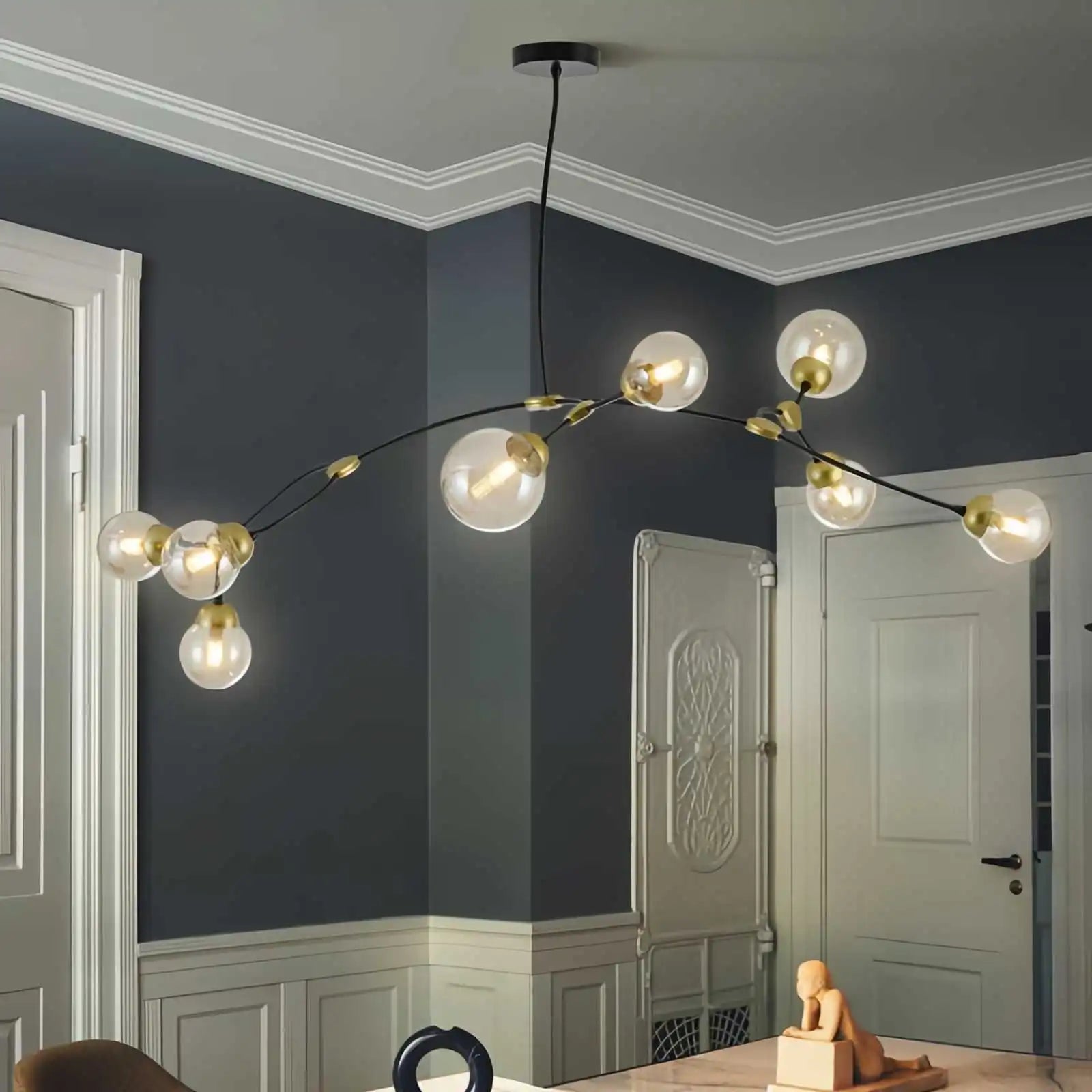 Feyran Minimalist Sputnik Globe Glass Chandelier