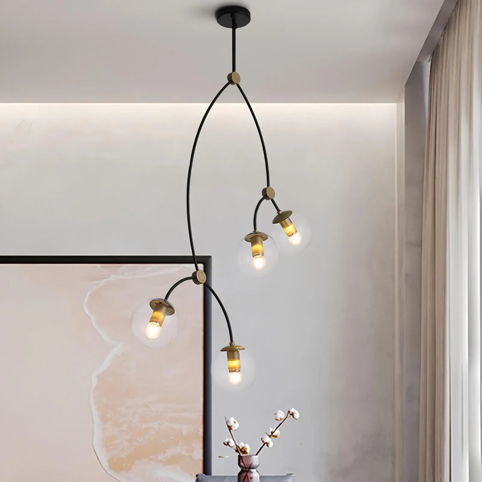 Feyran Minimalist Sputnik Globe Glass Chandelier