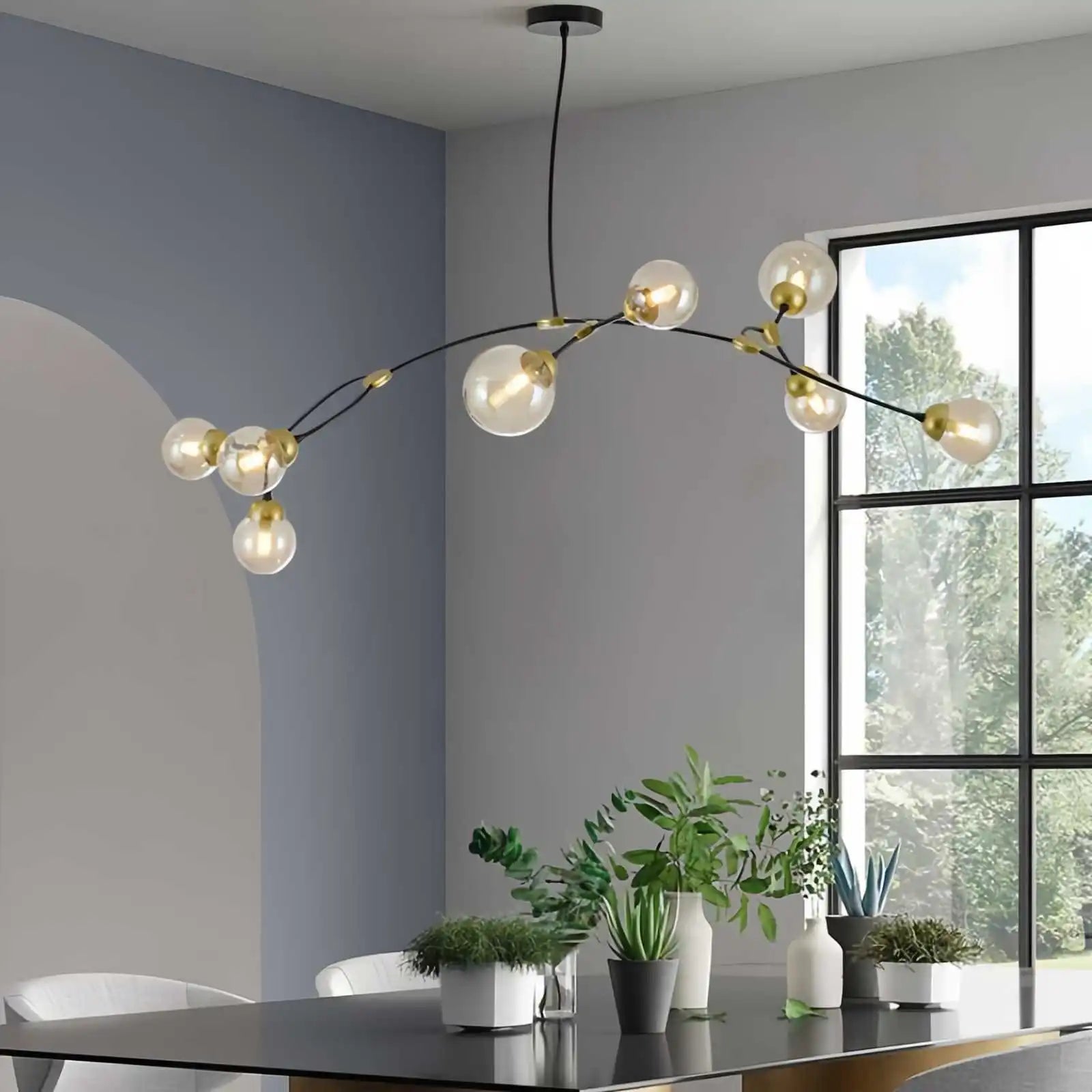 Feyran Minimalist Sputnik Globe Glass Chandelier