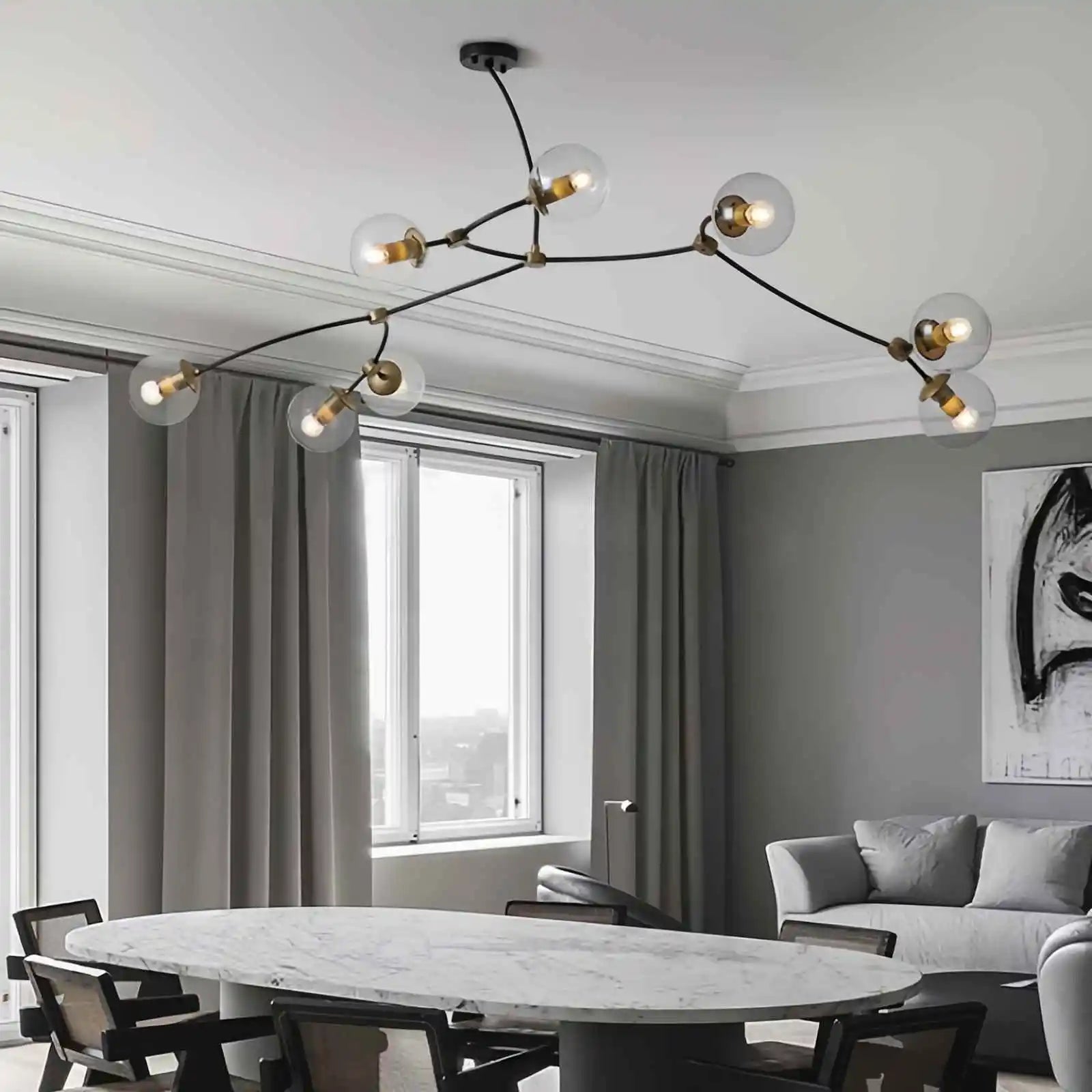 Feyran Minimalist Sputnik Globe Glass Chandelier