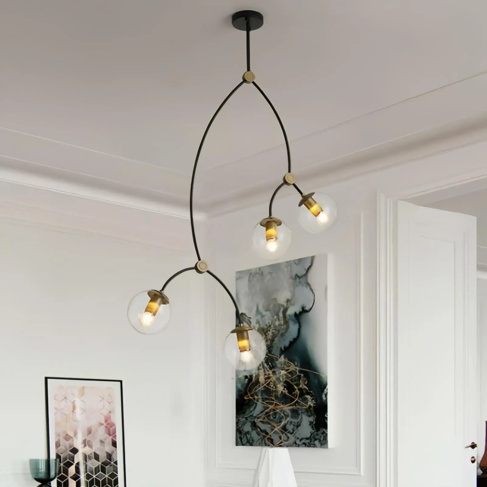 Feyran Minimalist Sputnik Globe Glass Chandelier
