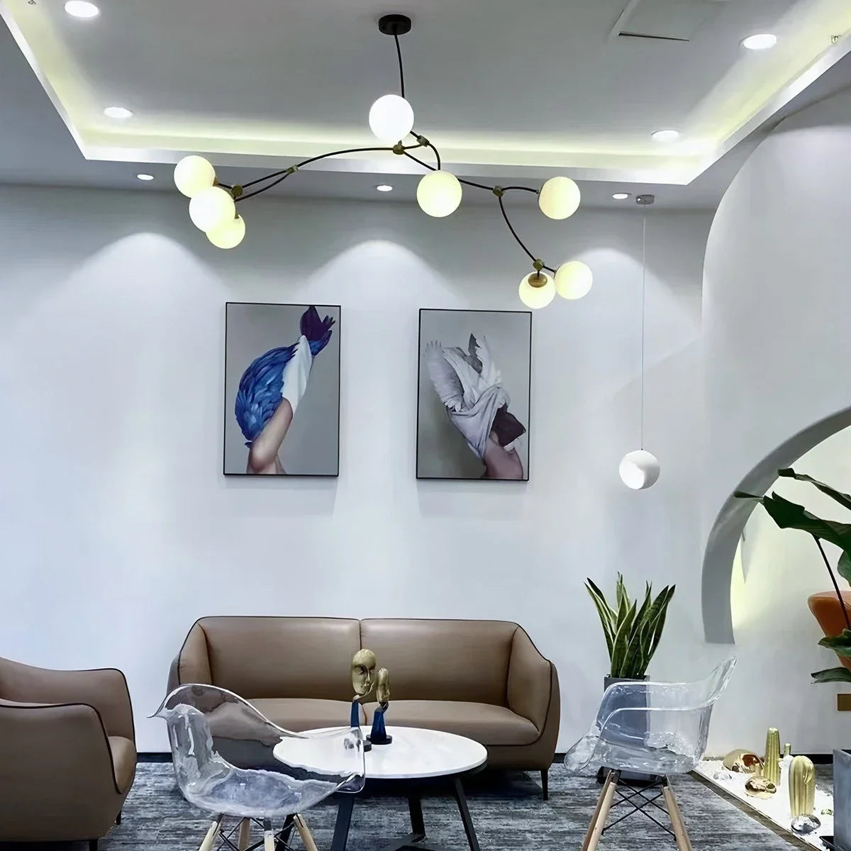 Feyran Minimalist Sputnik Globe Glass Chandelier
