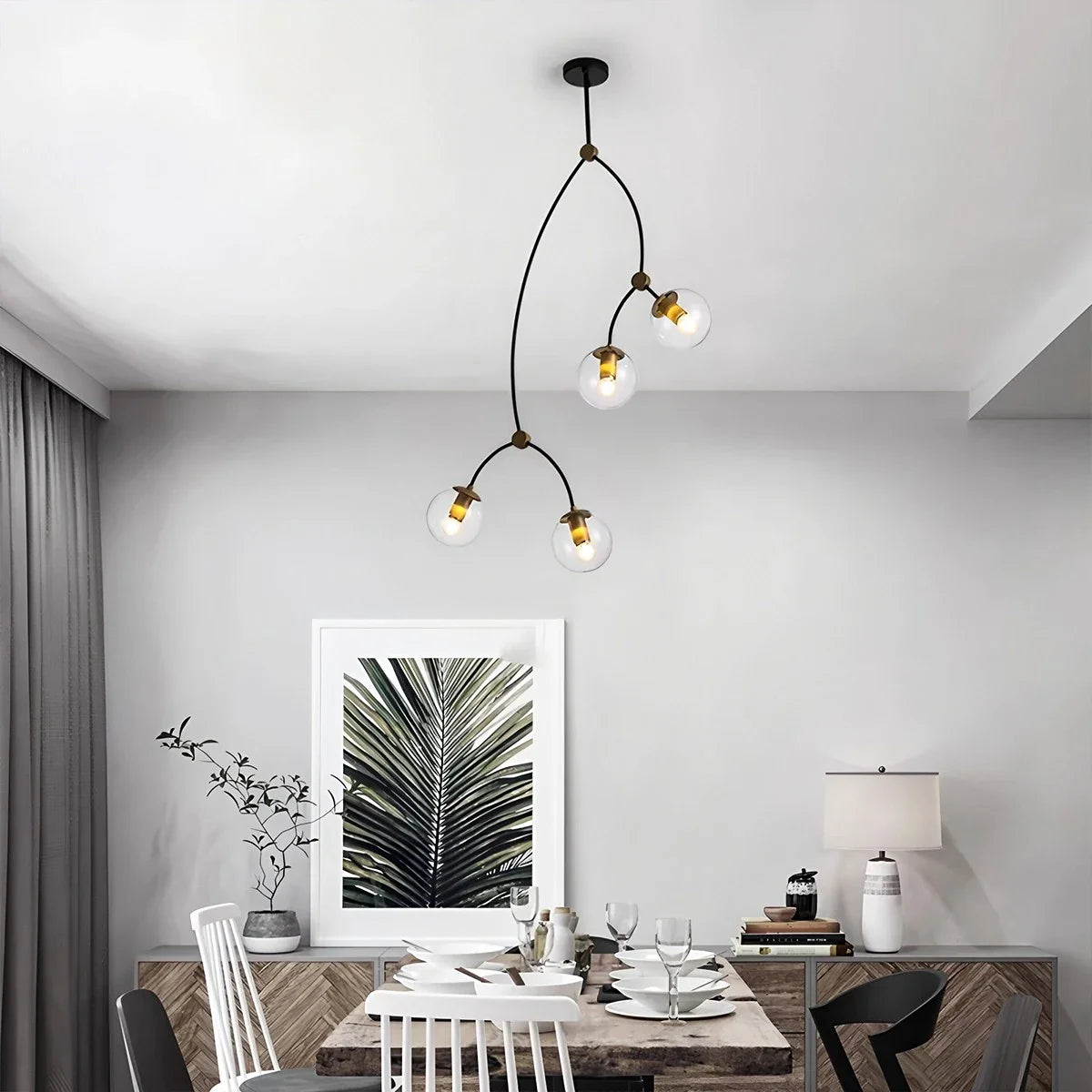Feyran Minimalist Sputnik Globe Glass Chandelier