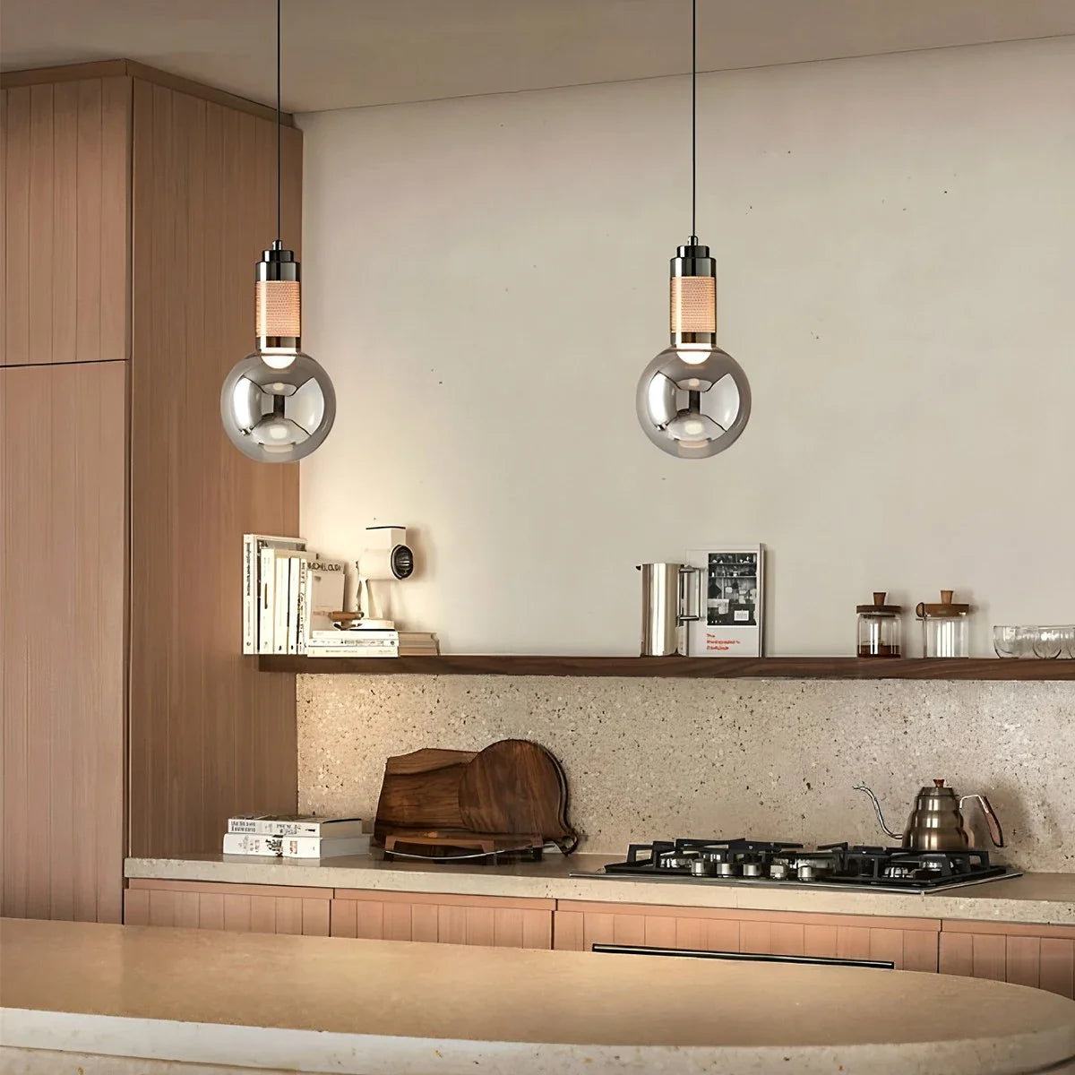 Feyran Industrial Glass Pendant Light for Bedroom