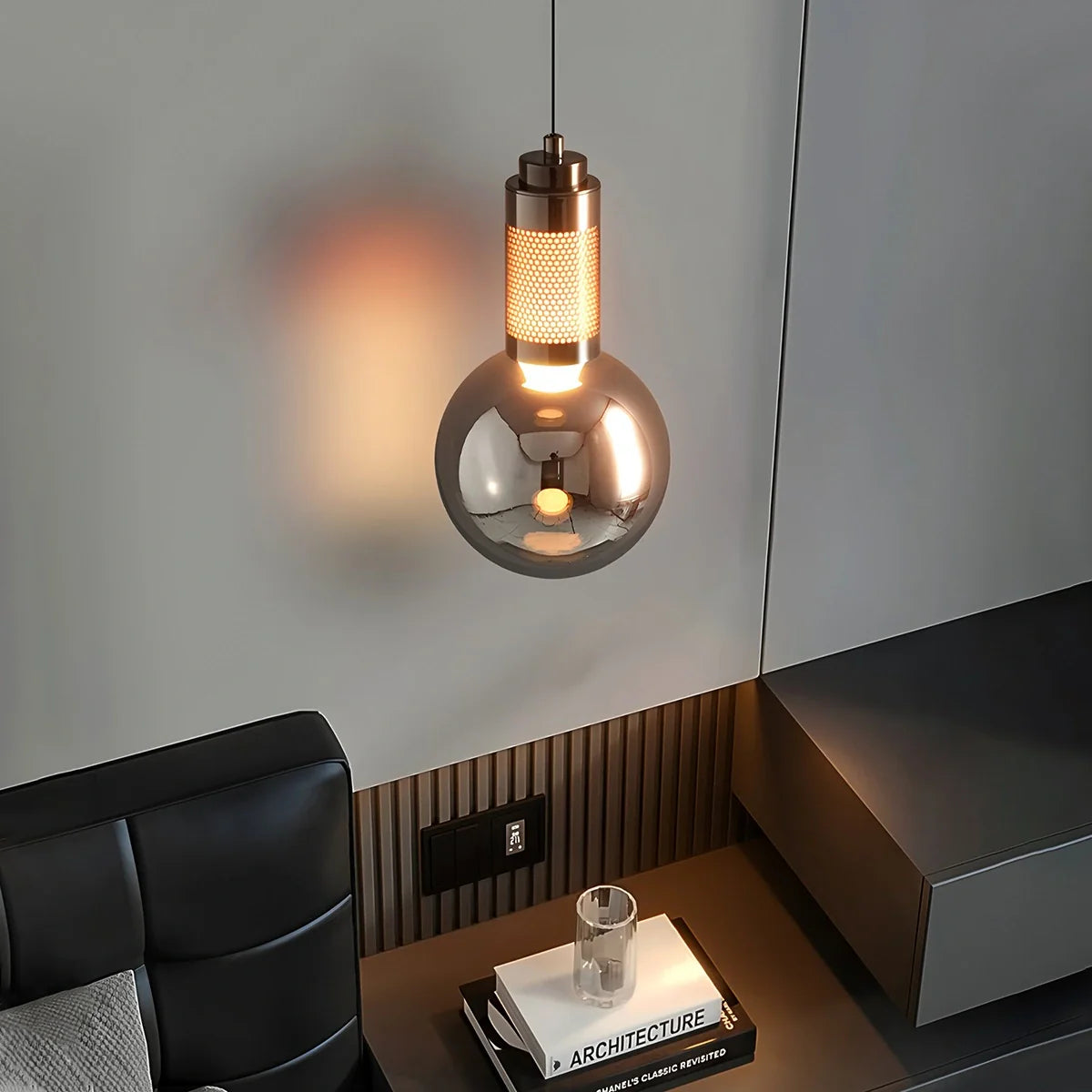 Feyran Industrial Glass Pendant Light for Bedroom