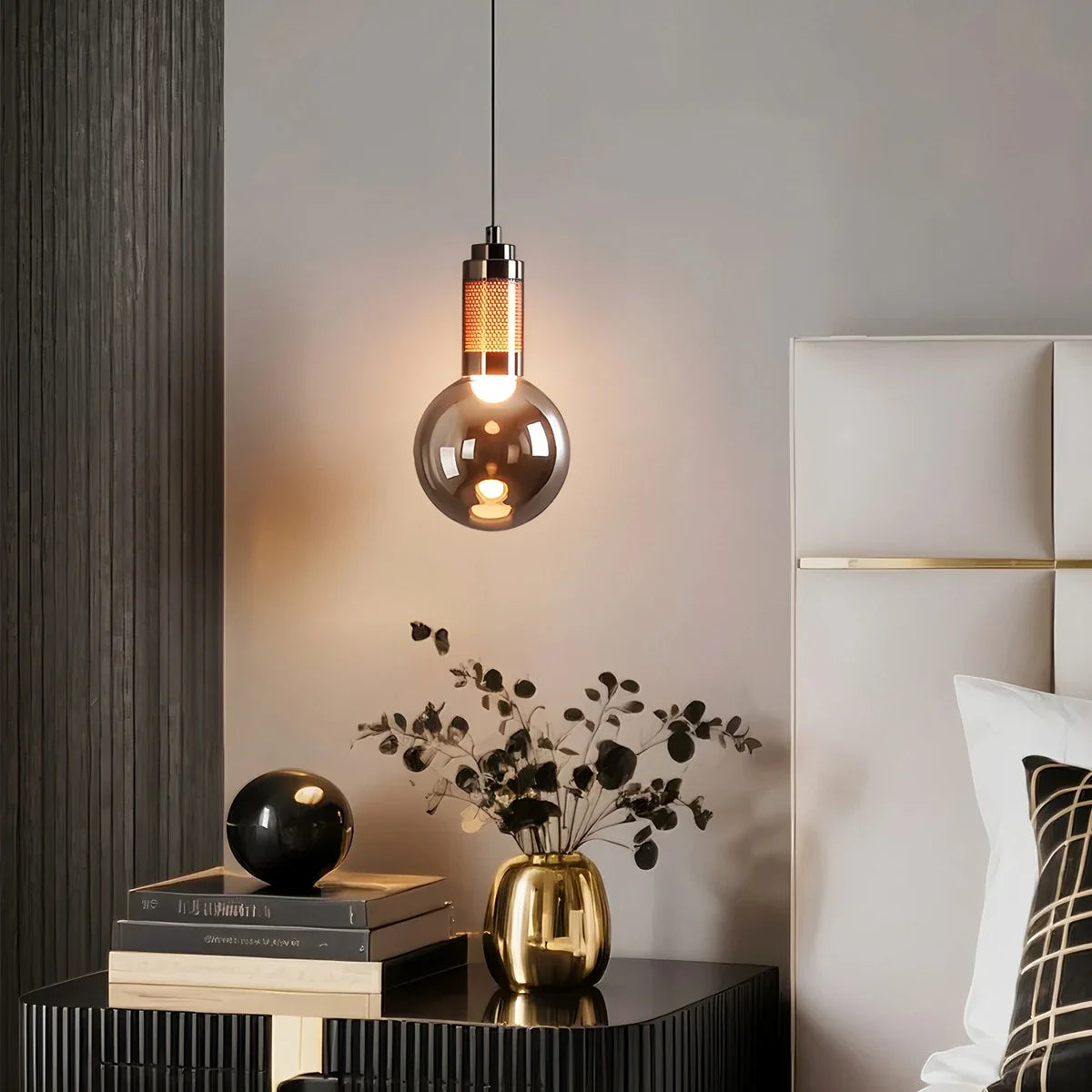 Feyran Industrial Glass Pendant Light for Bedroom