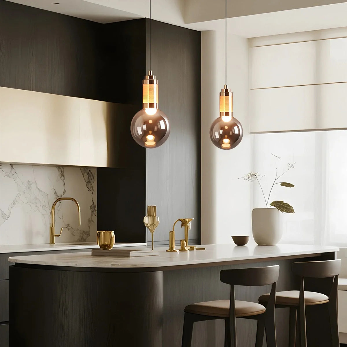 Feyran Industrial Glass Pendant Light for Bedroom