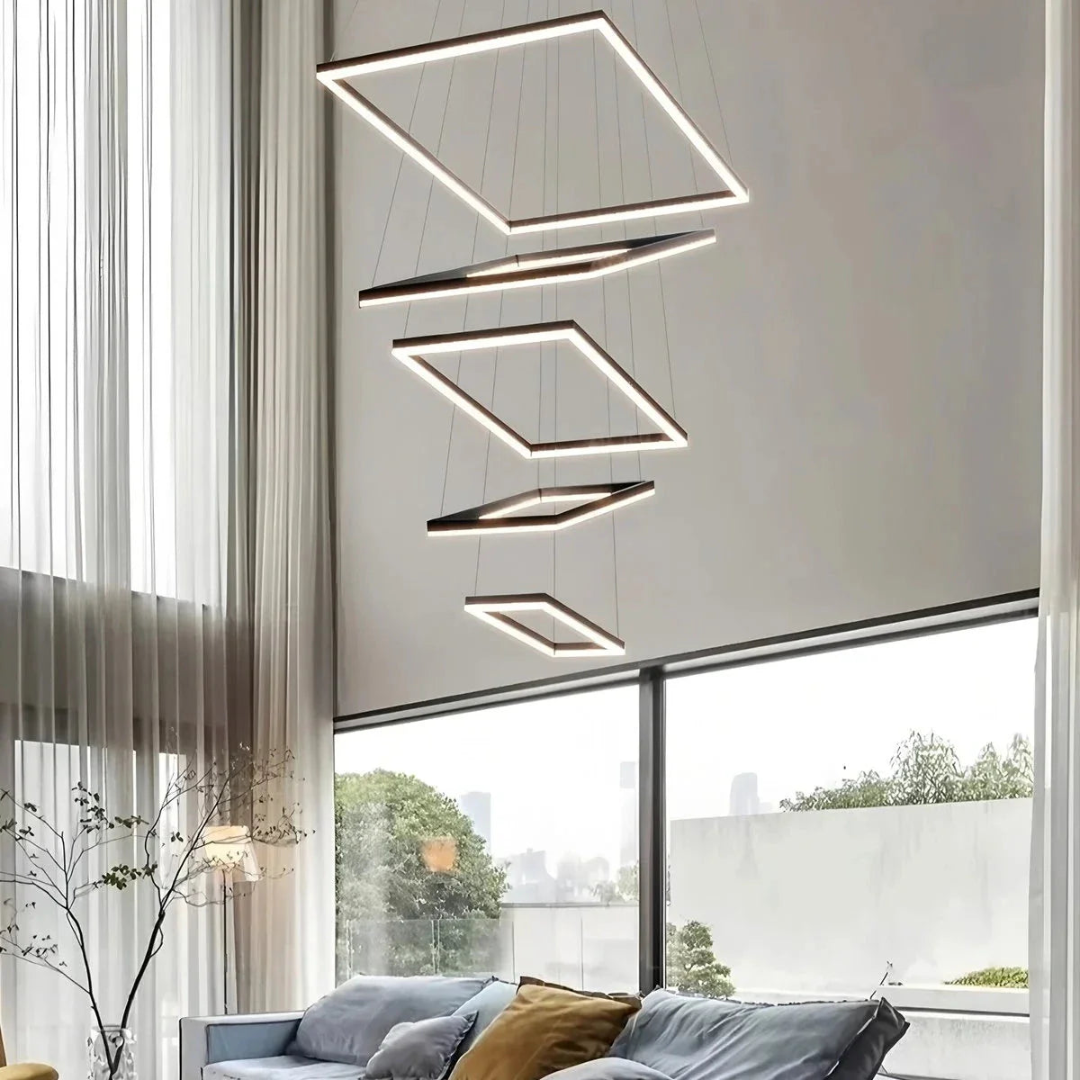 Feyran Modern Black Tiered Rectangular Chandelier