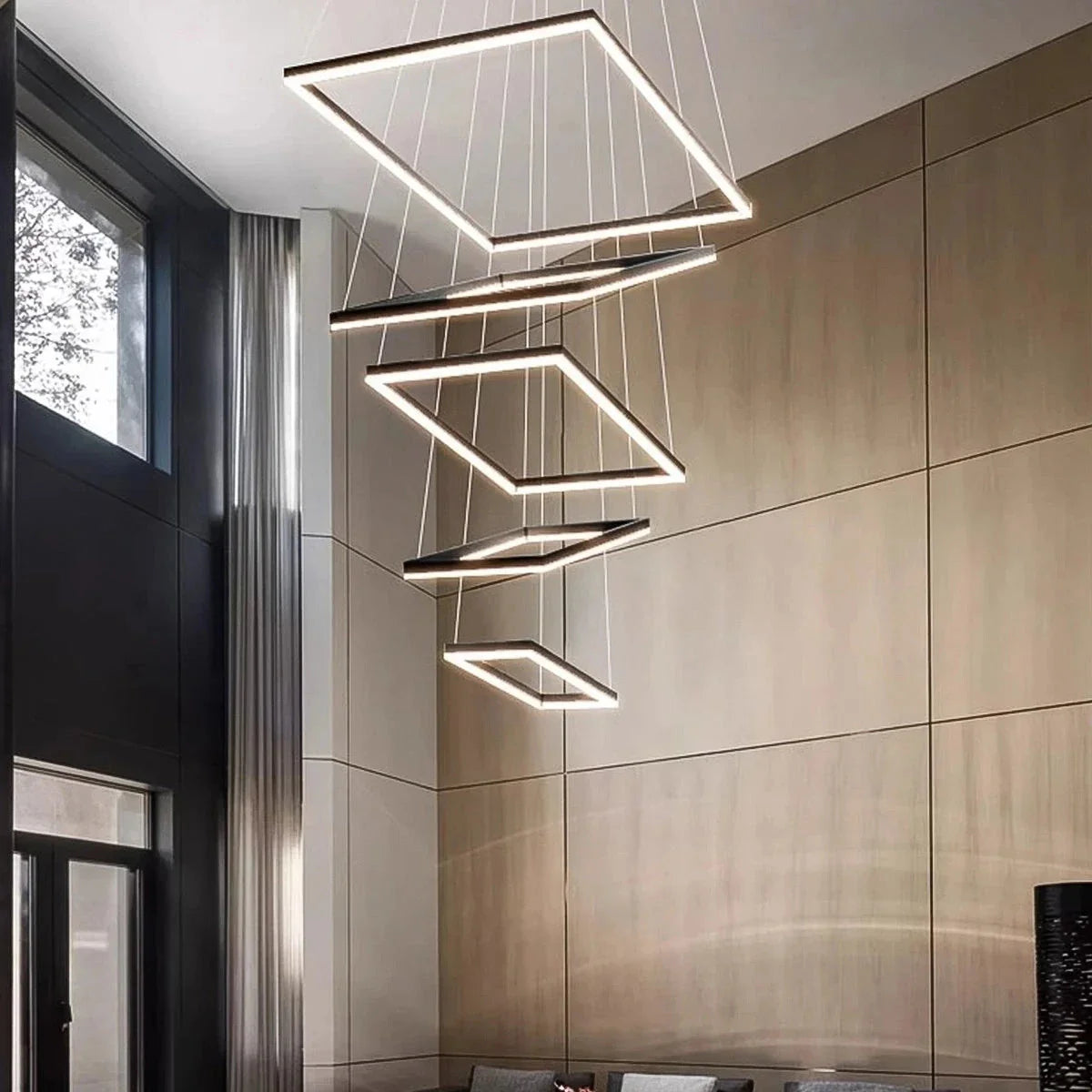 Feyran Modern Black Tiered Rectangular Chandelier