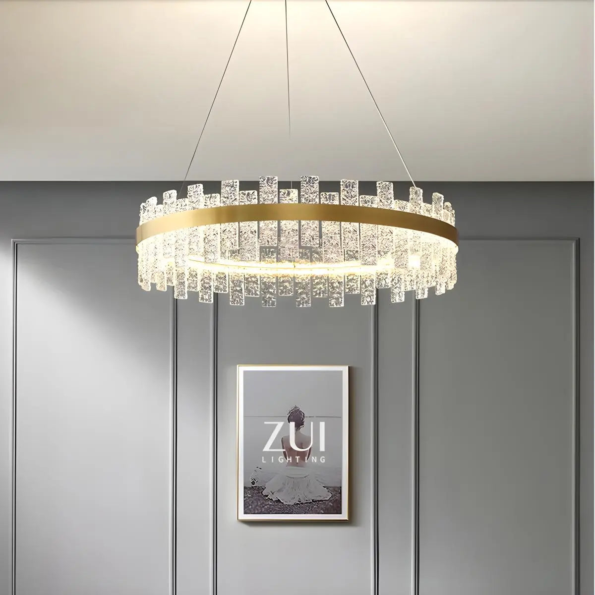 Feyran Modern Frosted Glass Crystal Chandelier