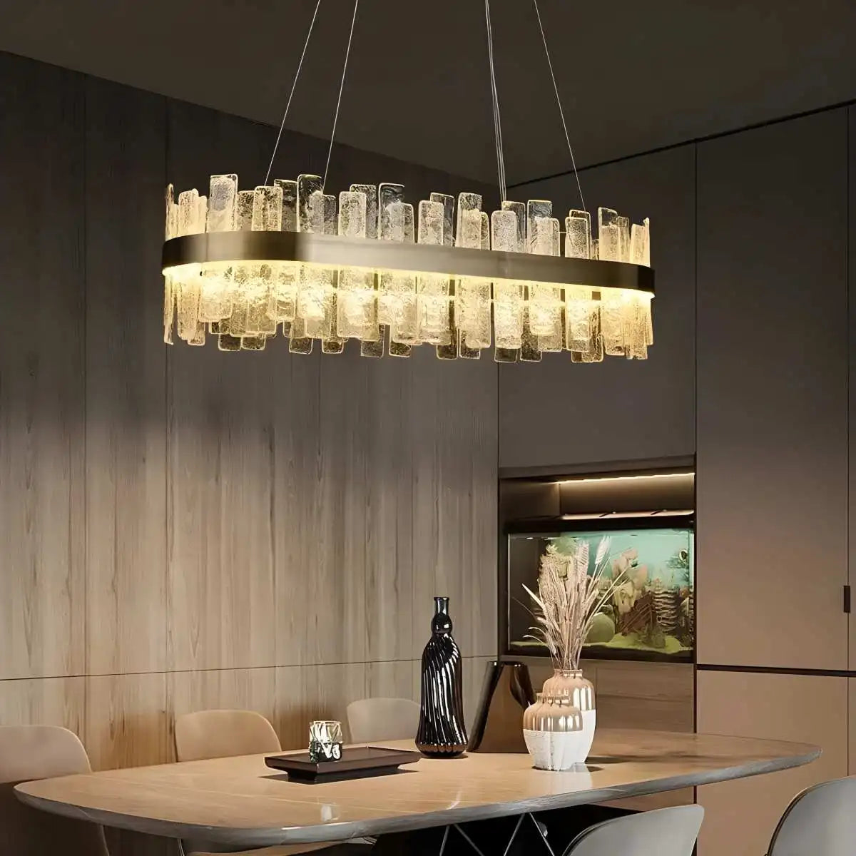 Feyran Modern Frosted Glass Crystal Chandelier