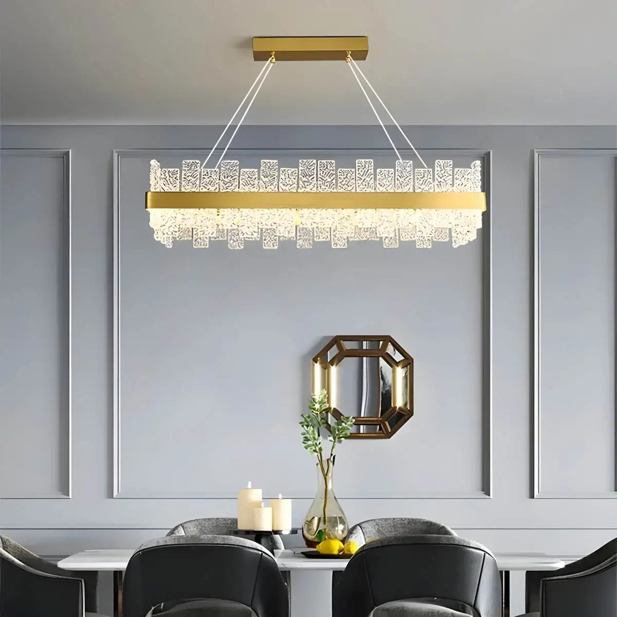Feyran Modern Frosted Glass Crystal Chandelier