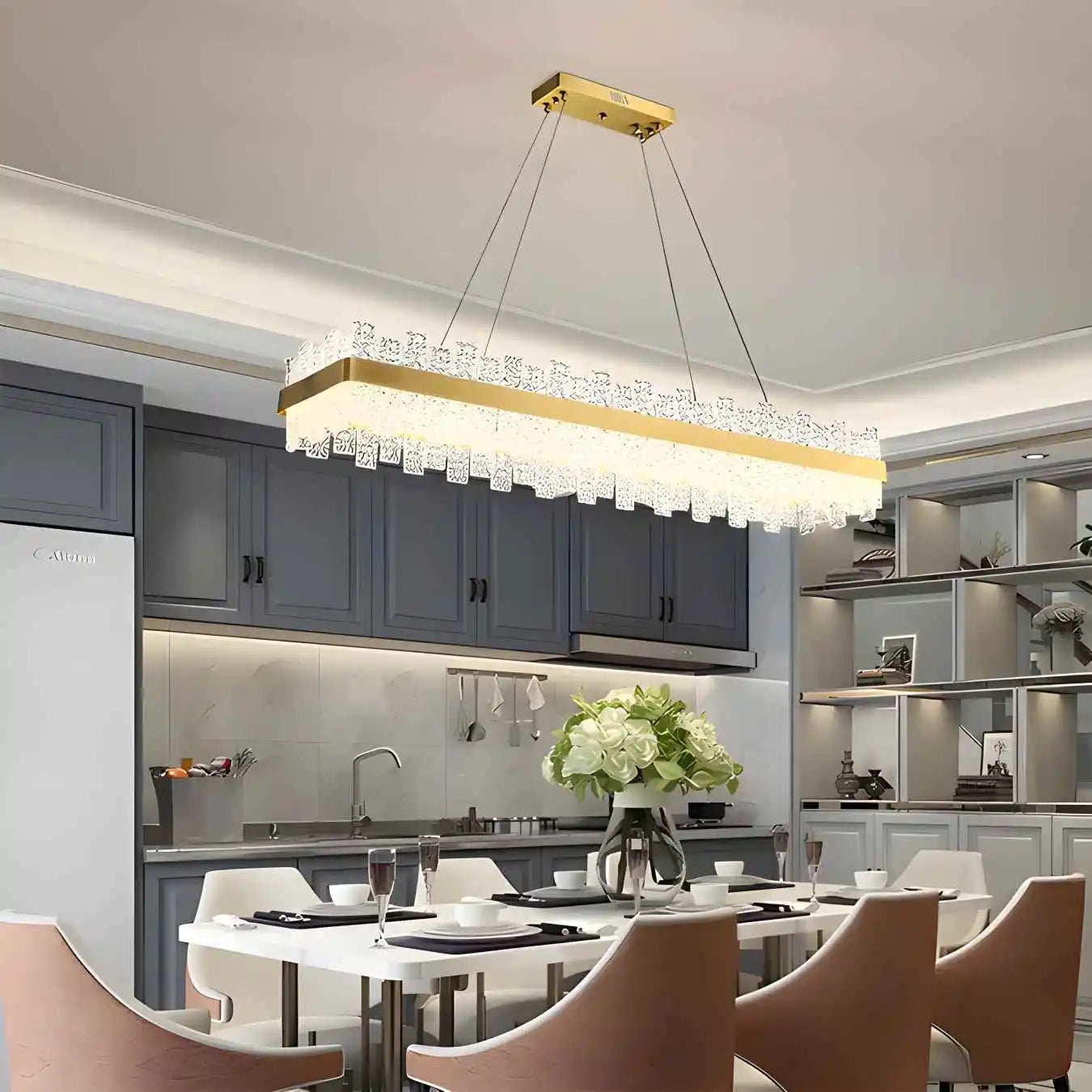 Feyran Modern Frosted Glass Crystal Chandelier
