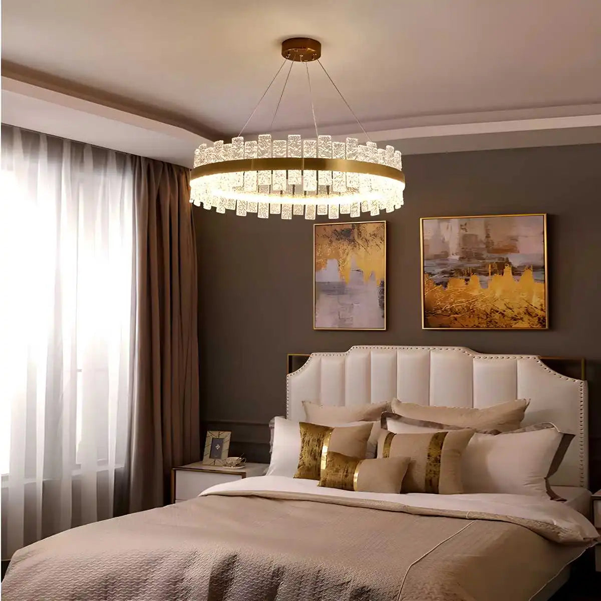 Feyran Modern Frosted Glass Crystal Chandelier