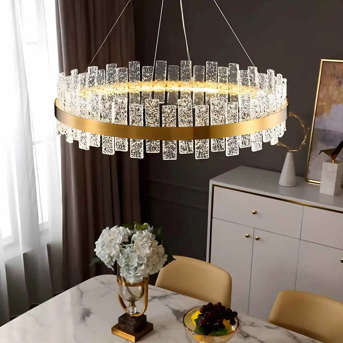 Feyran Modern Frosted Glass Crystal Chandelier