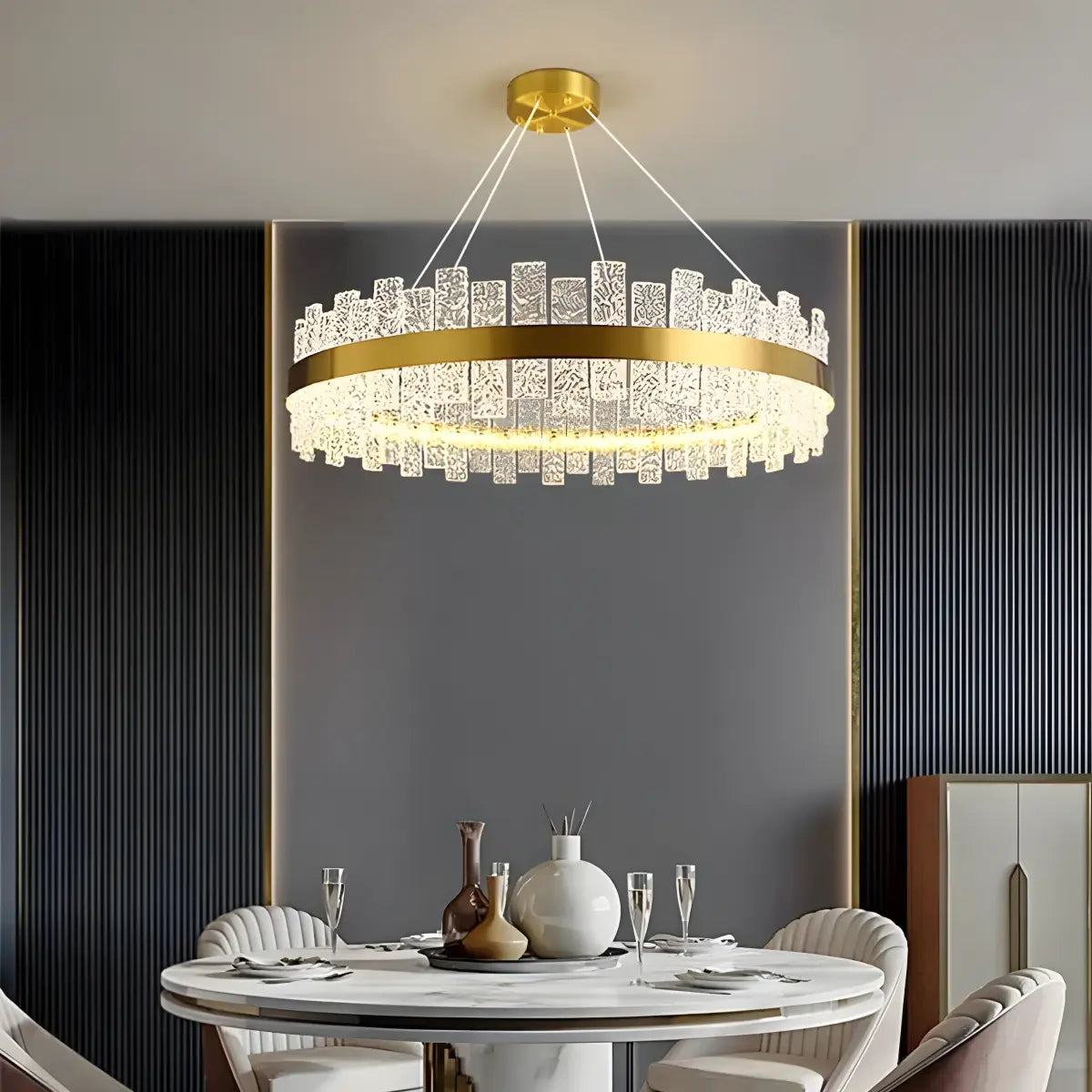 Feyran Modern Frosted Glass Crystal Chandelier