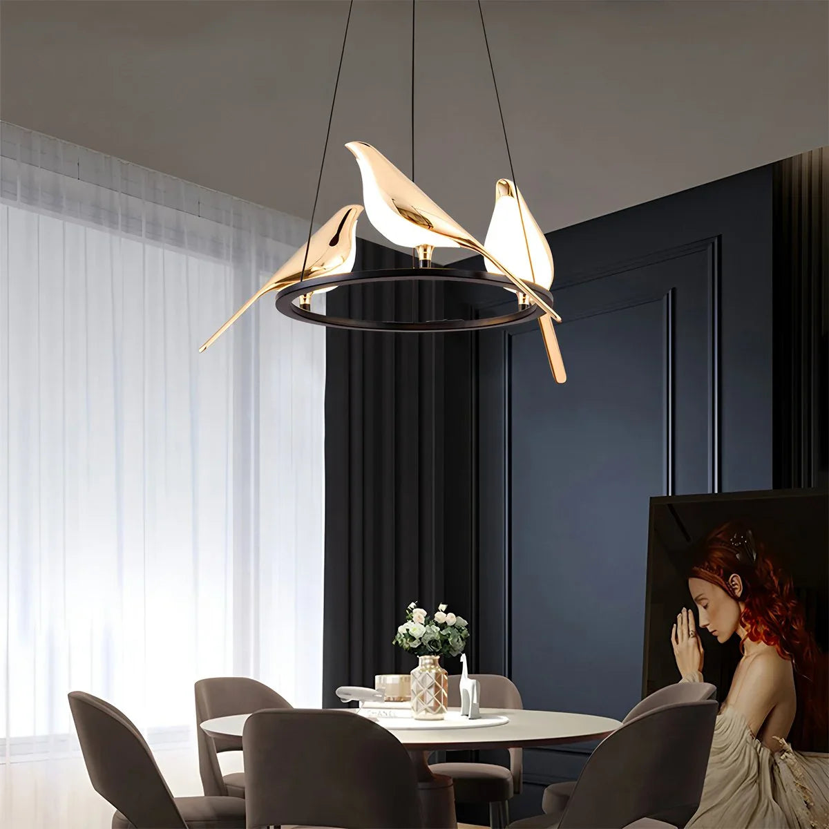 Feyran Modern Gold Birds LED Chandelier