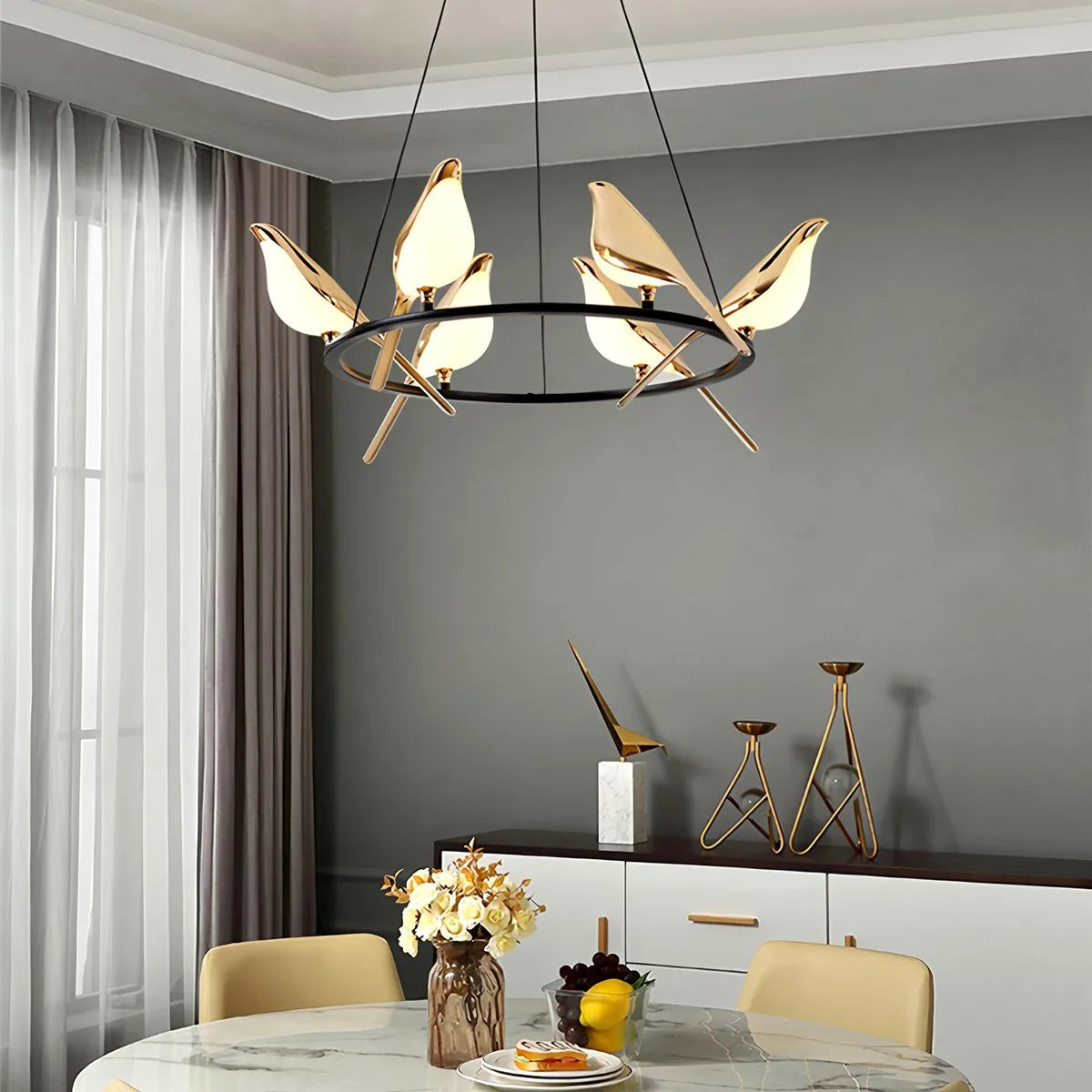 Feyran Modern Gold Birds LED Chandelier