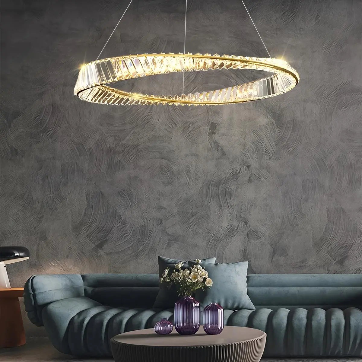 Feyran Modern Luxury Metal Glass Ring Chandelier
