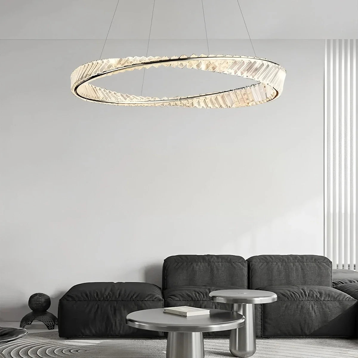Feyran Modern Luxury Metal Glass Ring Chandelier