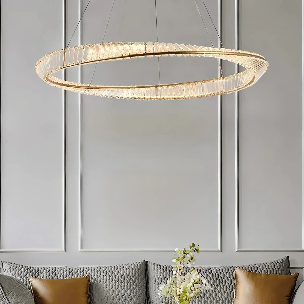 Feyran Modern Luxury Metal Glass Ring Chandelier