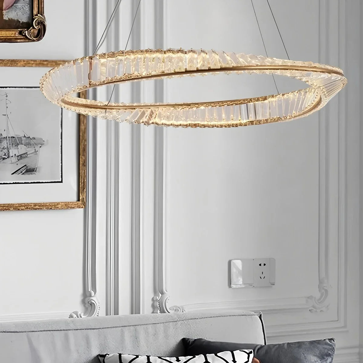 Feyran Modern Luxury Metal Glass Ring Chandelier