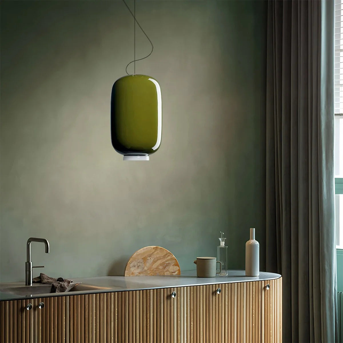 Feyran Modern Colored Glass Lantern Pendant Light