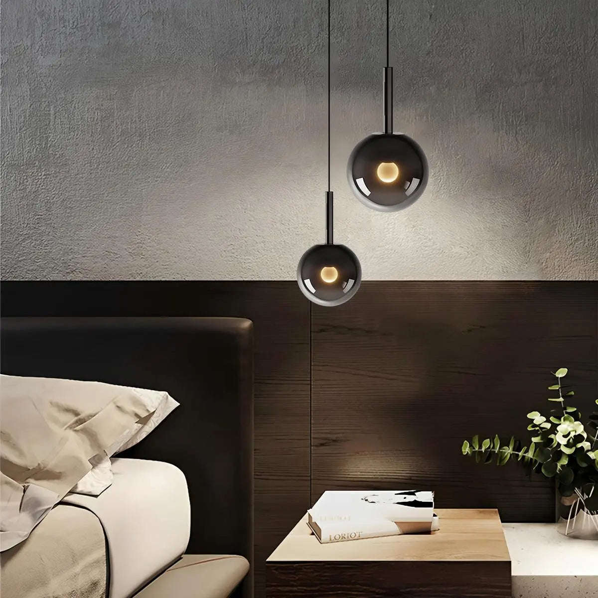 Feyran Adjustable Bedside Glass Pendant Light