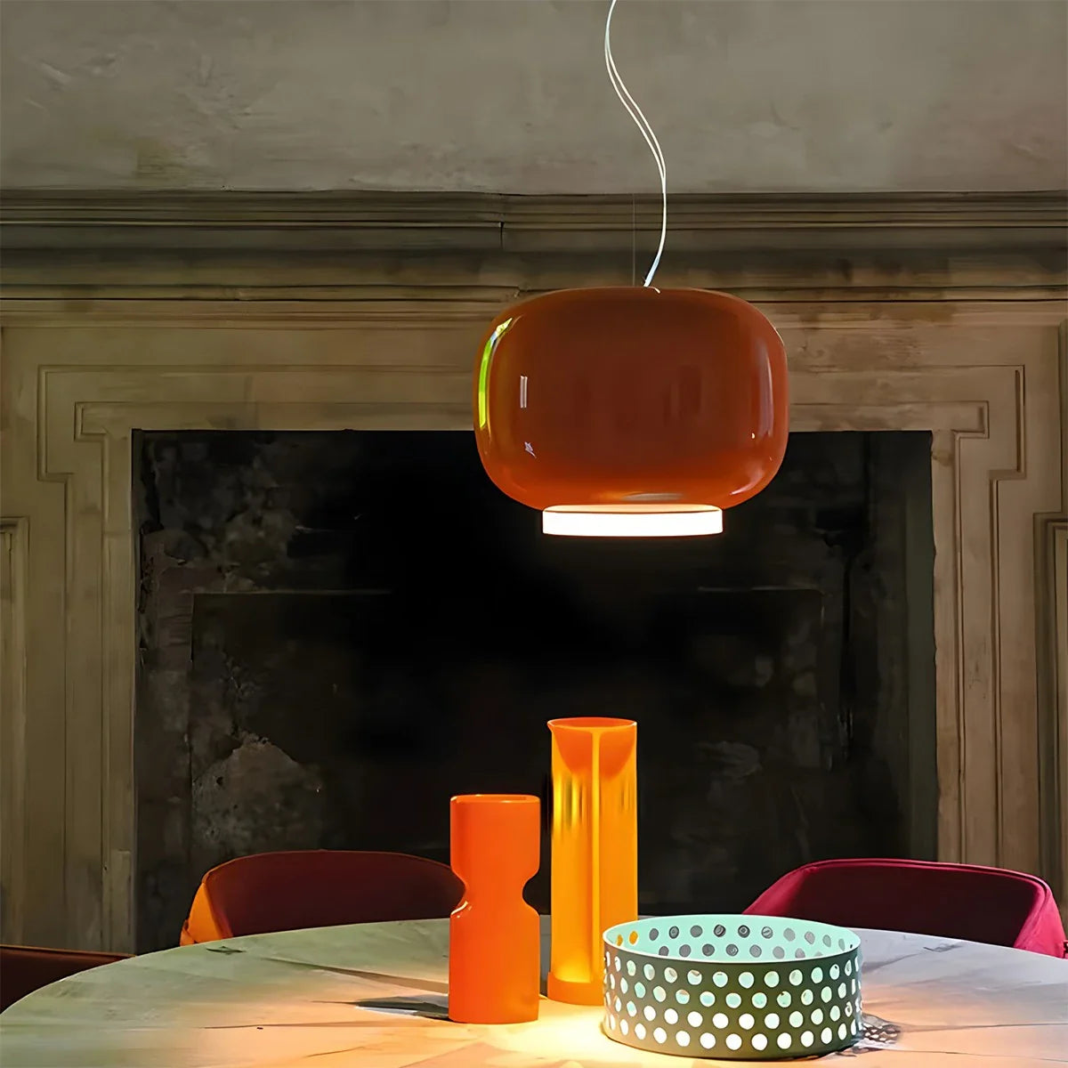 Feyran Modern Colored Glass Lantern Pendant Light