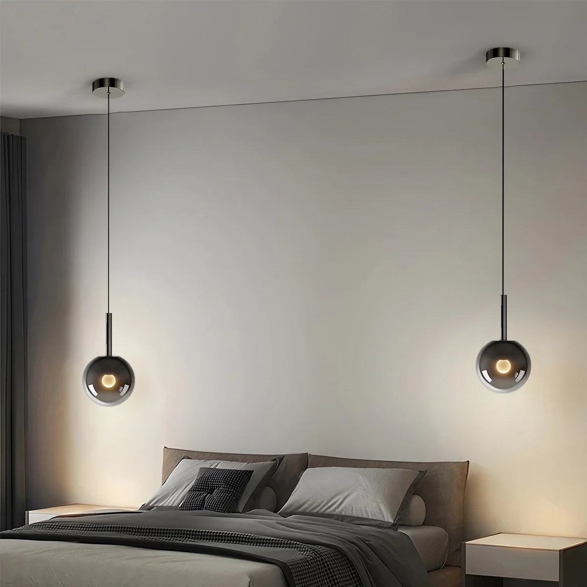 Feyran Adjustable Bedside Glass Pendant Light