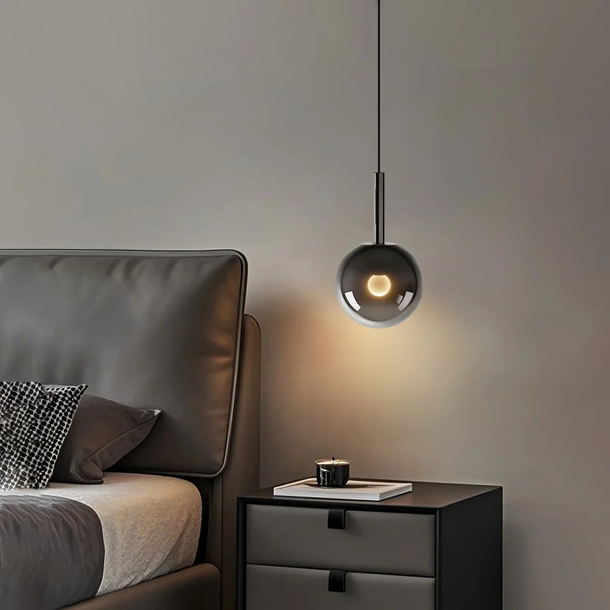Feyran Adjustable Bedside Glass Pendant Light