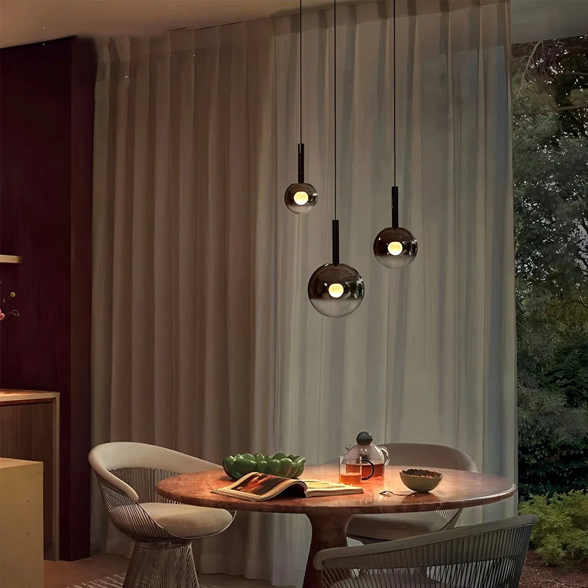 Feyran Adjustable Bedside Glass Pendant Light