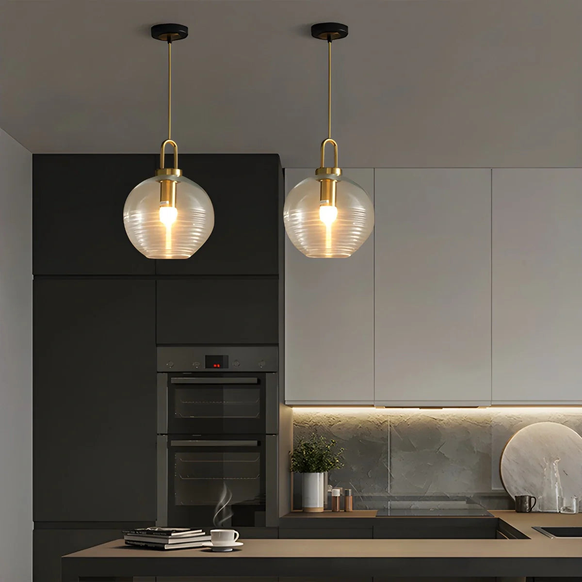 Feyran Modern Ribbed Clear Glass Pendant Light