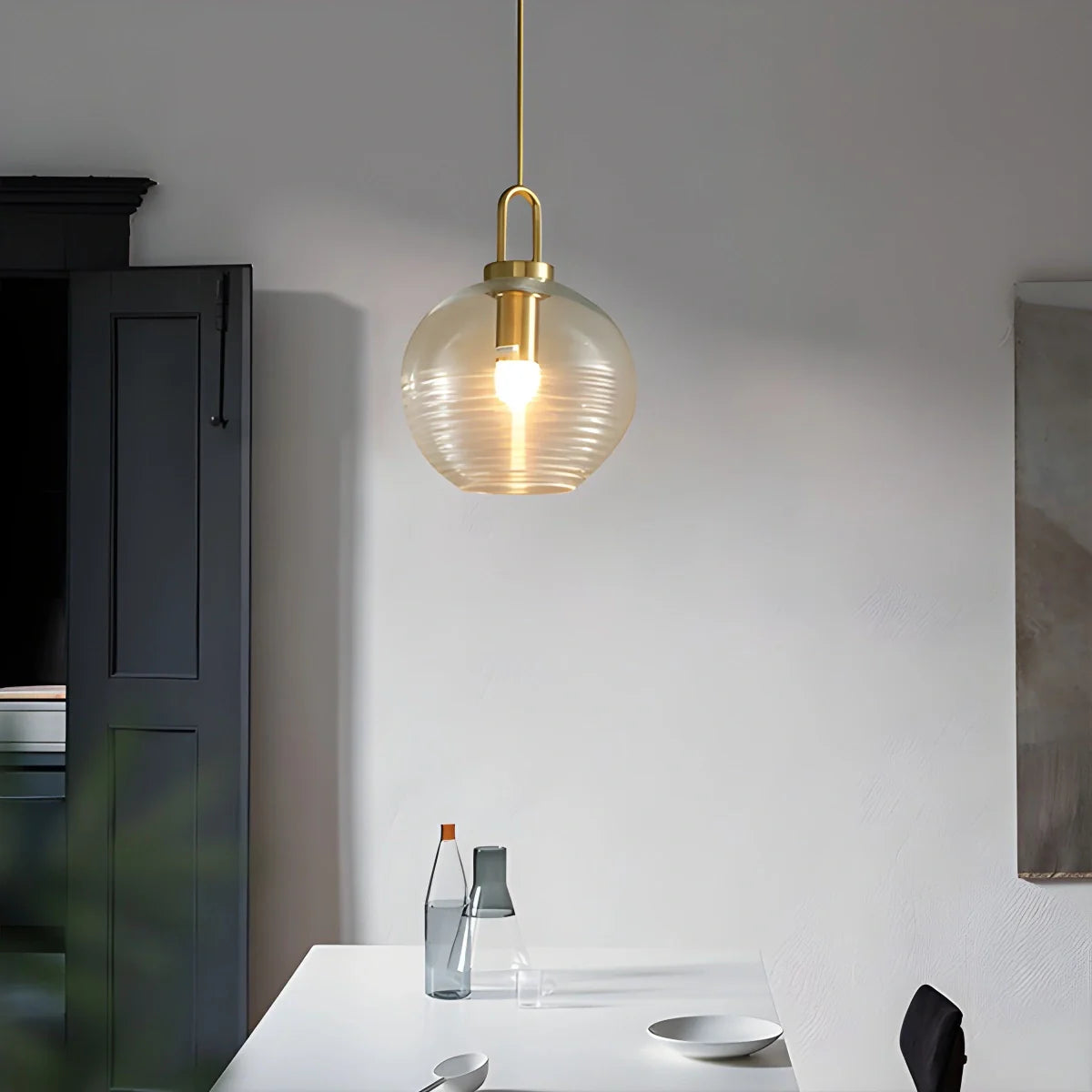 Feyran Modern Ribbed Clear Glass Pendant Light