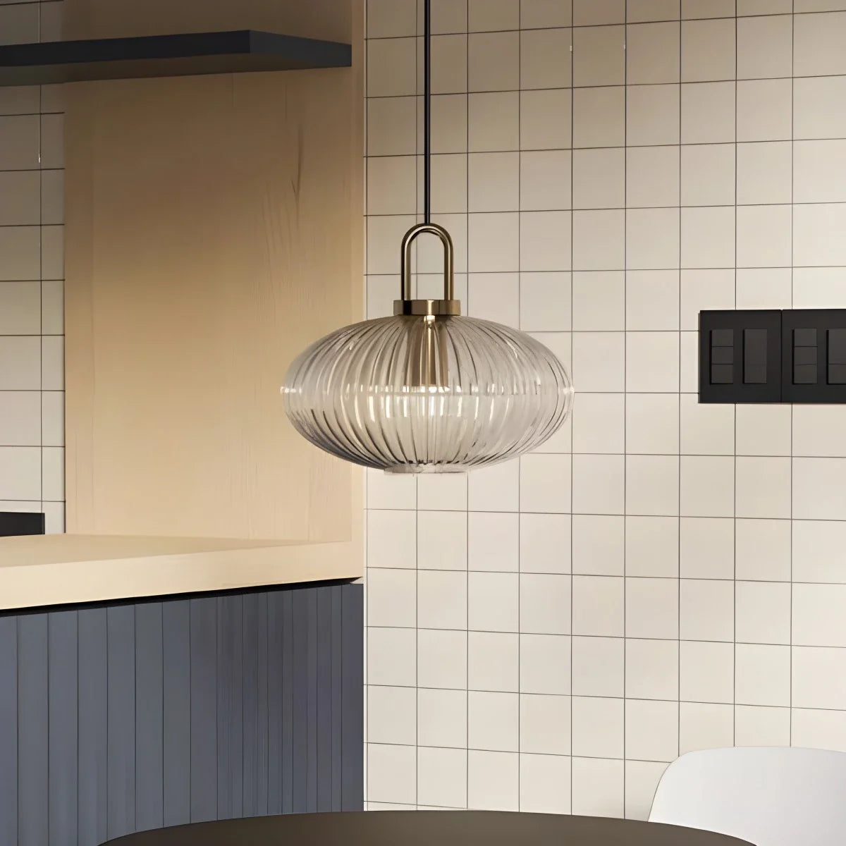 Feyran Modern Ribbed Clear Glass Pendant Light