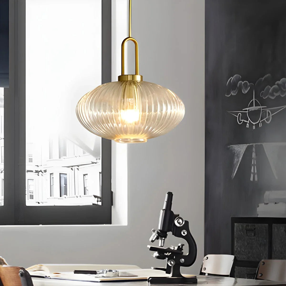 Feyran Modern Ribbed Clear Glass Pendant Light