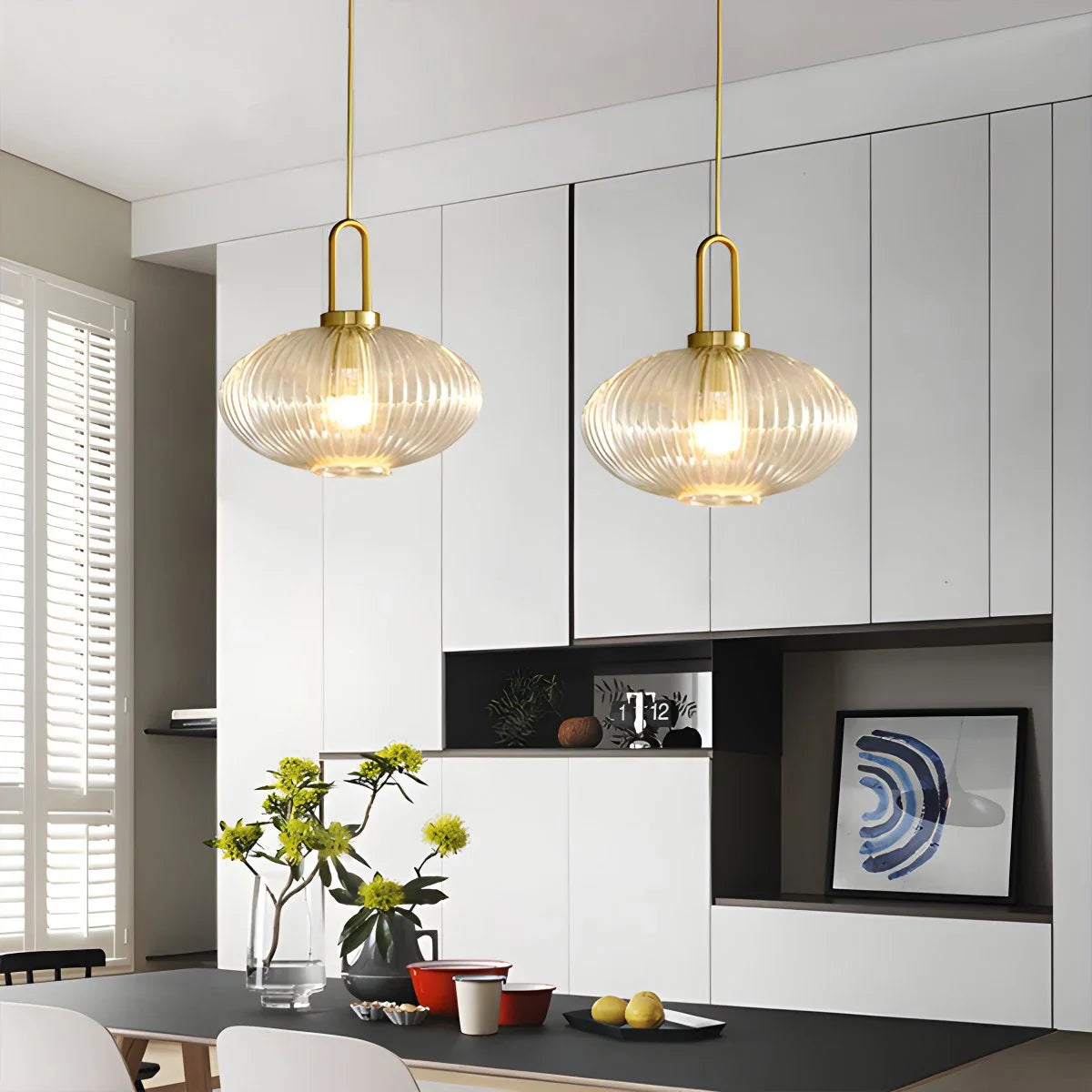 Feyran Modern Ribbed Clear Glass Pendant Light