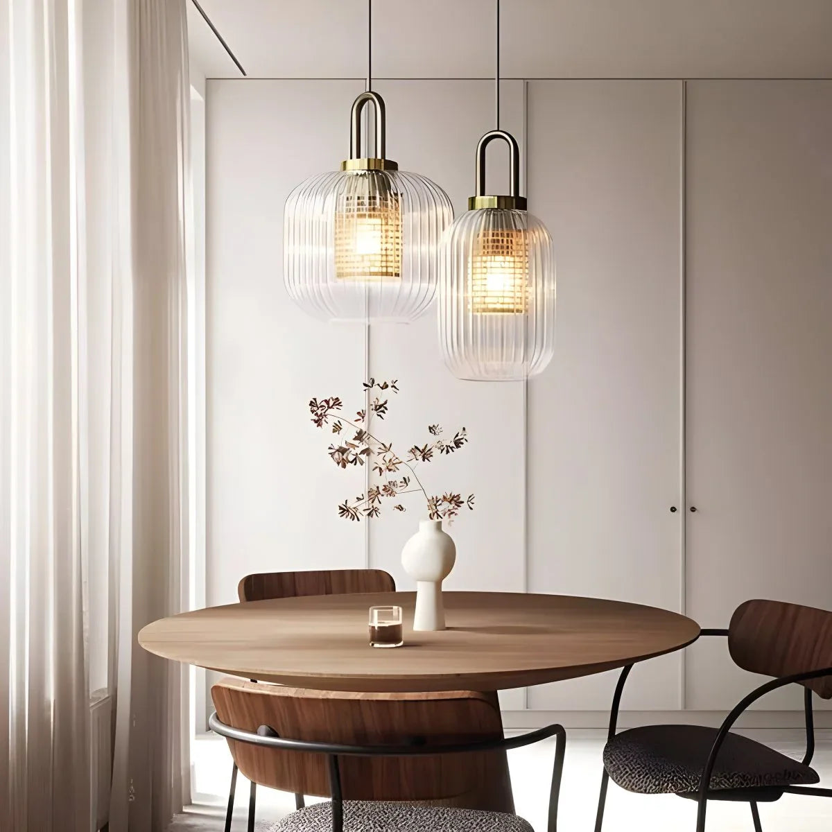 Feyran Modern Ribbed Clear Glass Pendant Light