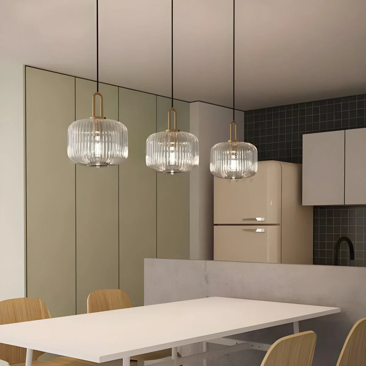 Feyran Modern Ribbed Clear Glass Pendant Light