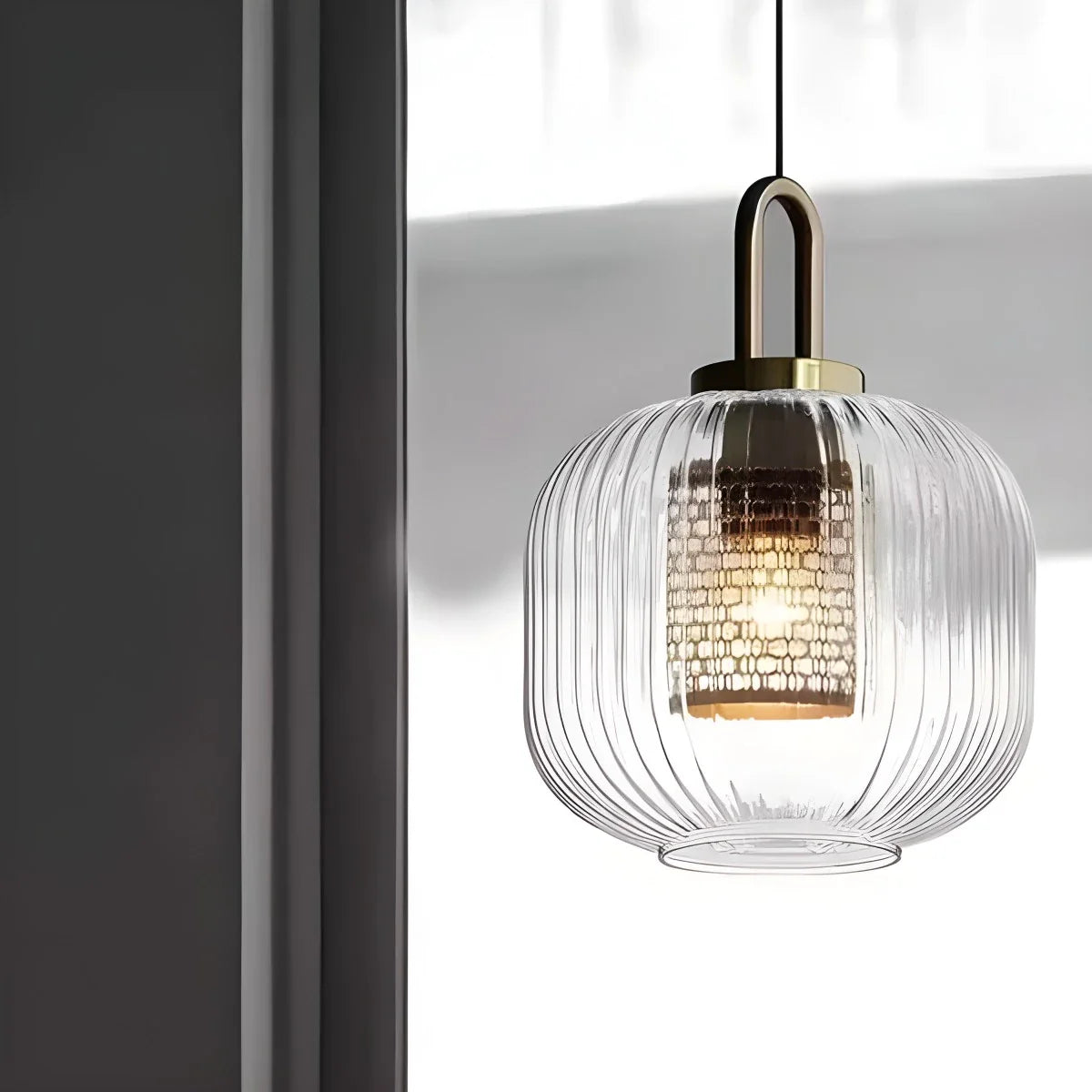 Feyran Modern Ribbed Clear Glass Pendant Light