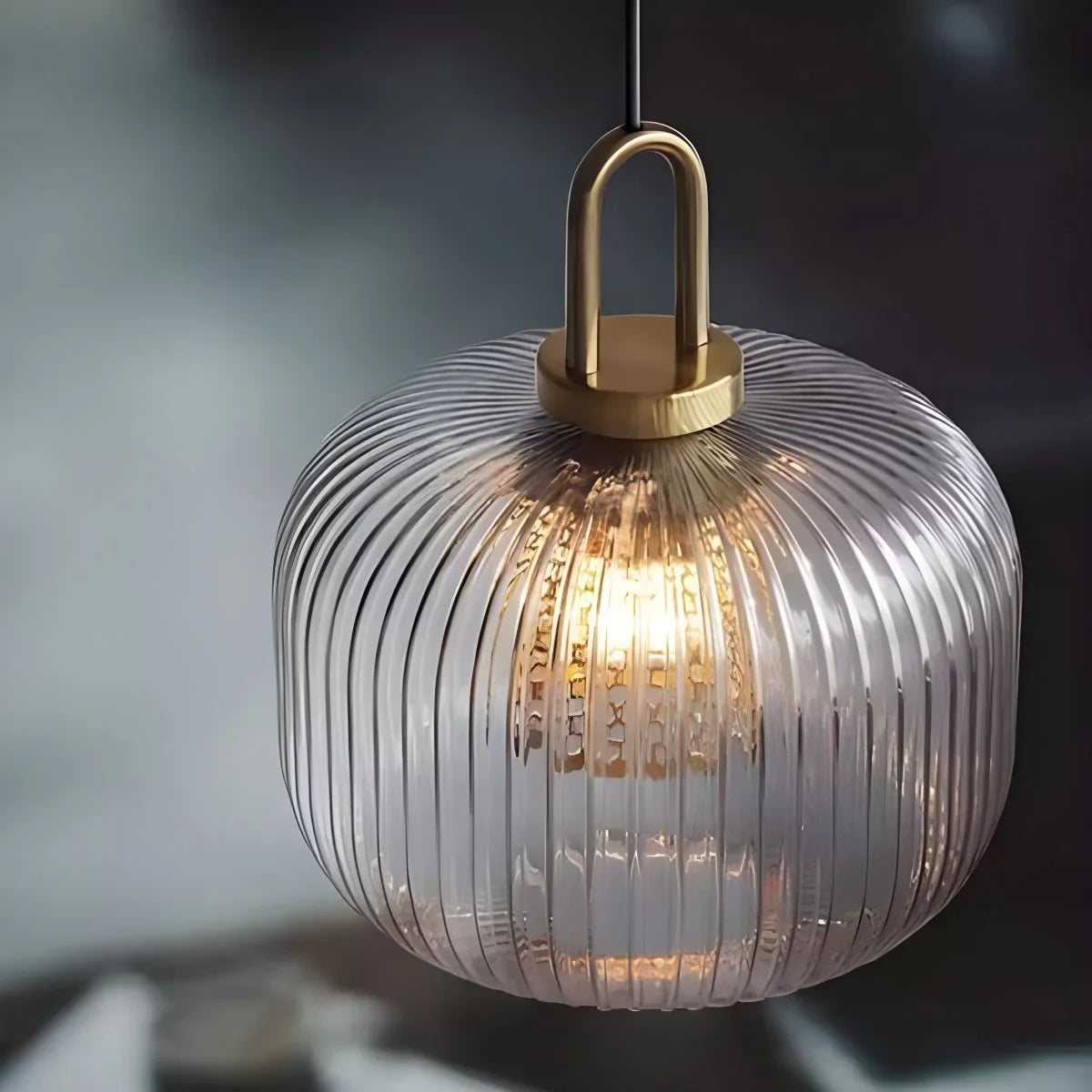 Feyran Modern Ribbed Clear Glass Pendant Light