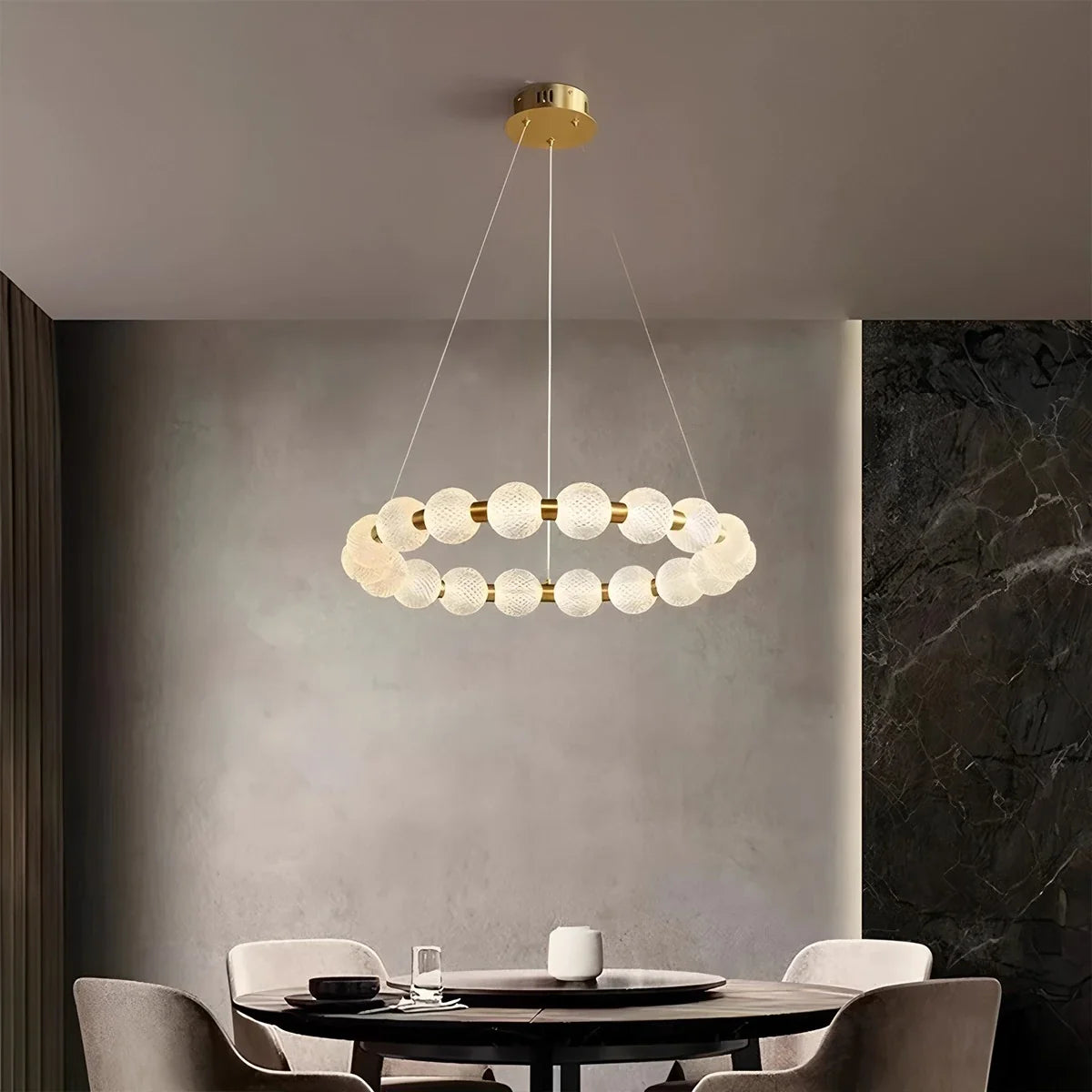 Feyran Modern Ring Pearl Chandelier for Living Room