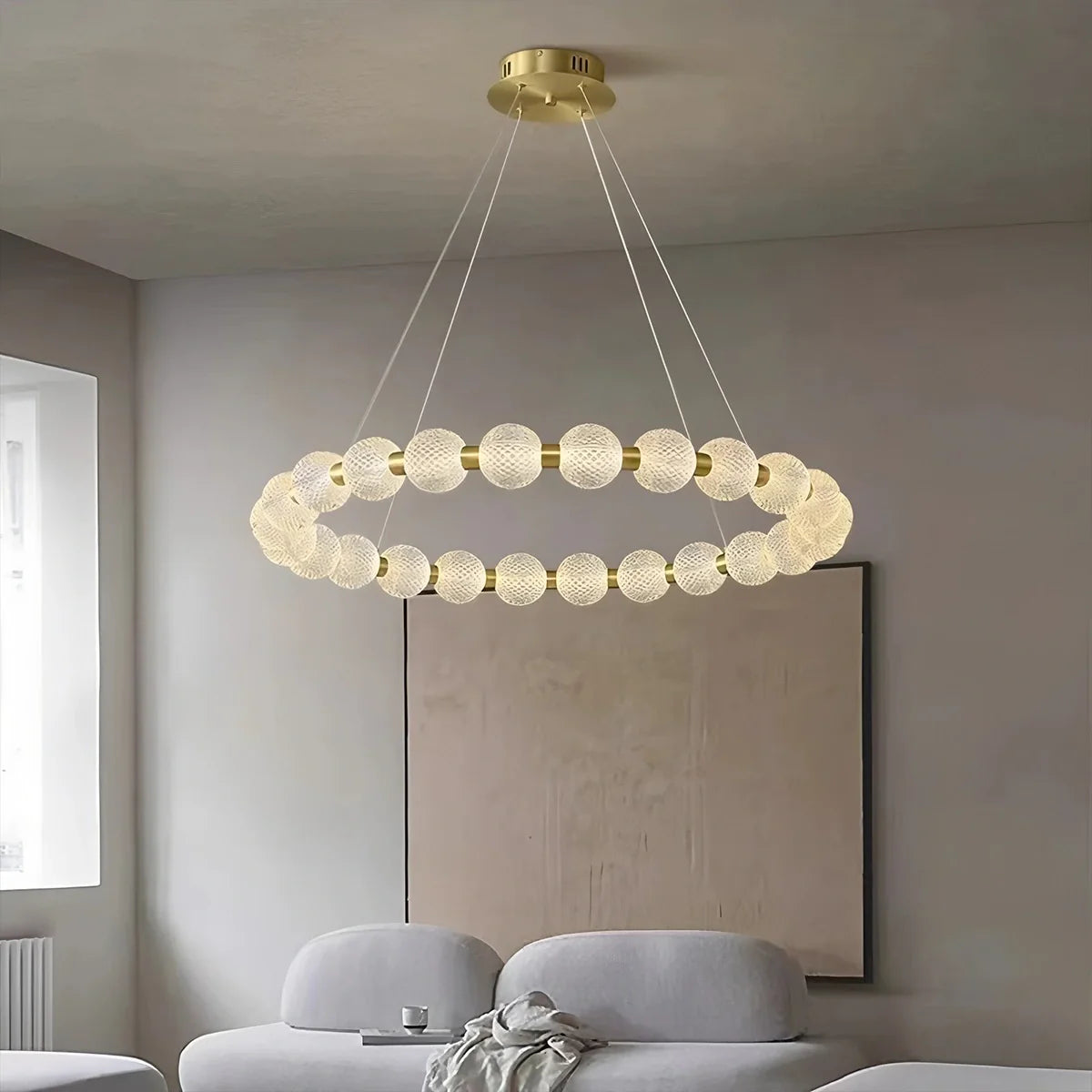 Feyran Modern Ring Pearl Chandelier for Living Room