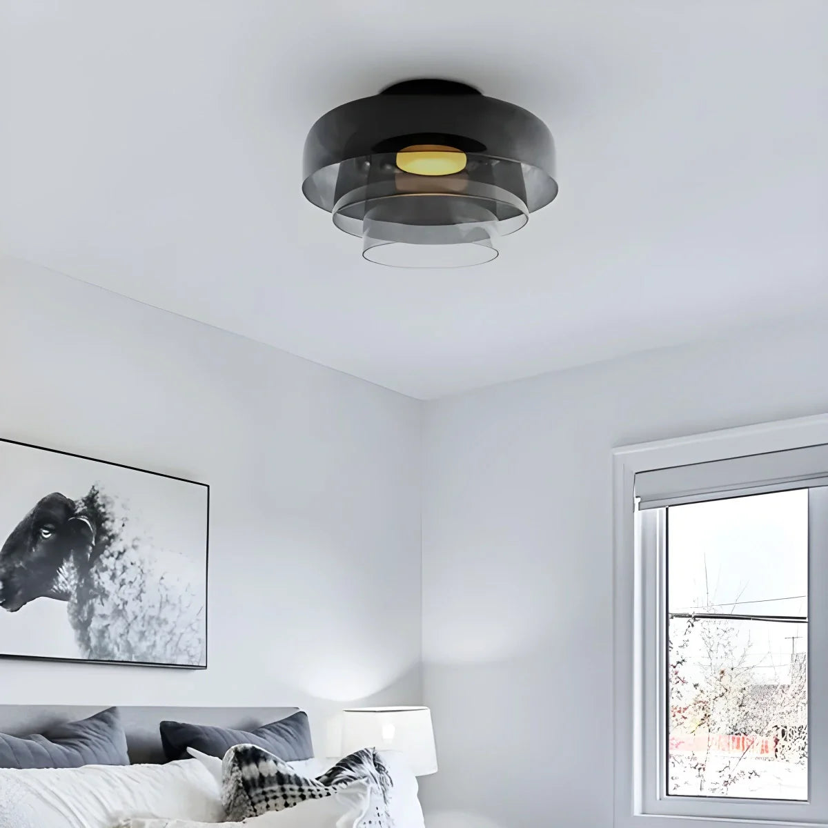 Feyran Colored Glass Ceiling Light for Bedroom